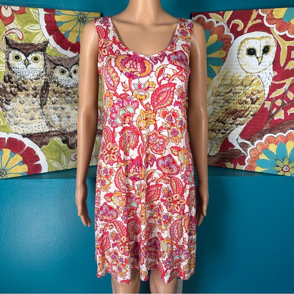 Salaam Dress Floral Paisley Fit & Flare XS Multicolor Sleeveless - Picture 1 of 7